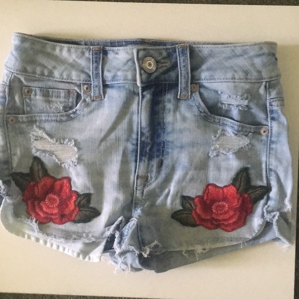 Flower jean shorts